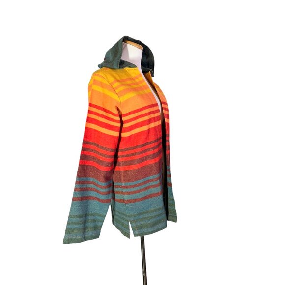 Earthbound Adult S Open-Front Hooded Jacket Cotton Southwestern Stripe - Picture 7 of 8